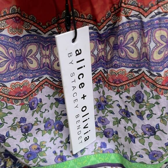 Alice + Olivia Lois Printed Smocked Crop TopIn Ritzymulti Size L NWT - Picture 3 of 11